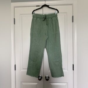 Zara Women’s Linen Blend Drawstring Pants Sage Green Size Medium